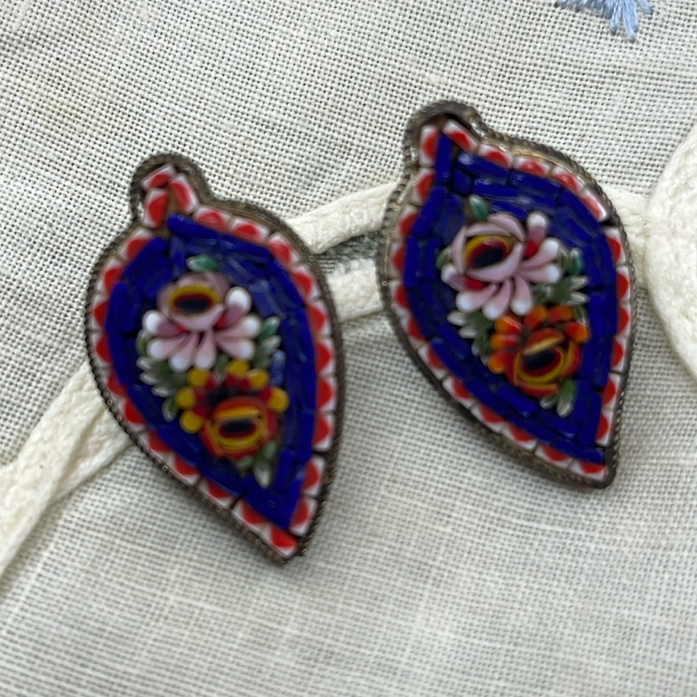 Mosaic clip on earrings